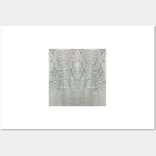 grey linen country chic floral bohemian lace Posters and Art